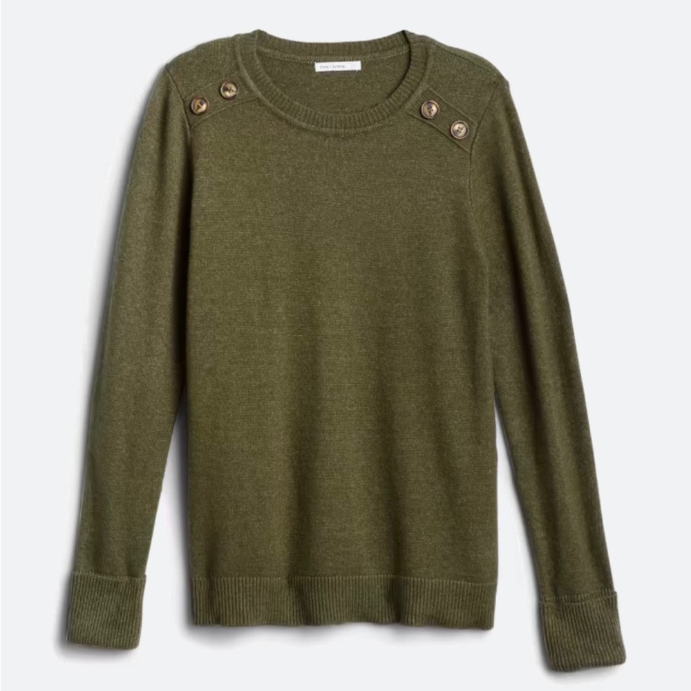 Staccato Pink Clover Carson Crew Neck Button Detail Sweater - Olive - Size M